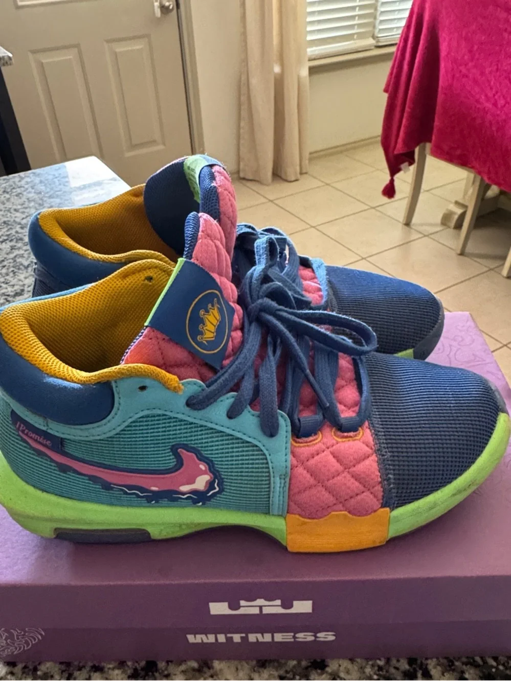 Colorful Kids' Athletic Sneakers - Blue, Pink & Green